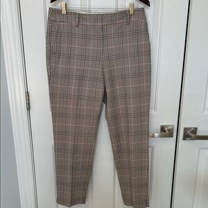 Talbots Women's Hampshire Ankle Pants- Black and Brown Plaid w/Light Pink Stripe